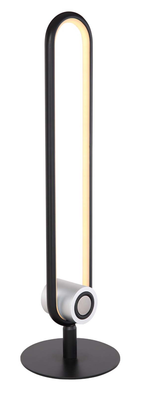 LED-Tischleuchte - schwarz matt - opal - mit Lautsprecher