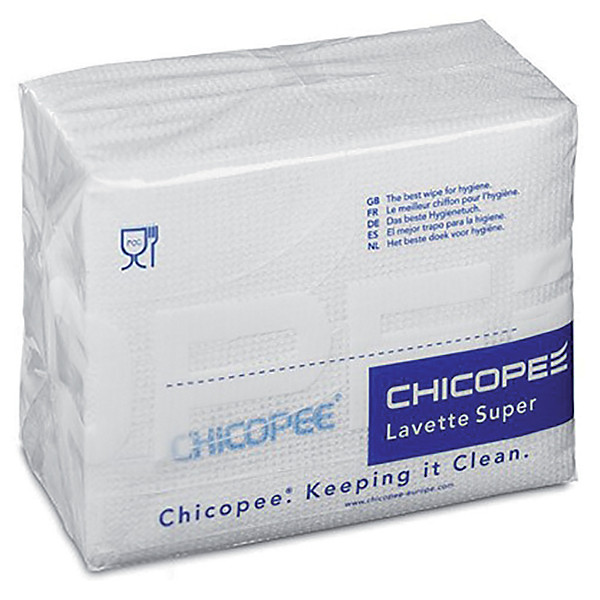 Lavettes non-tissées Chicopee Super blanches, lot de 25