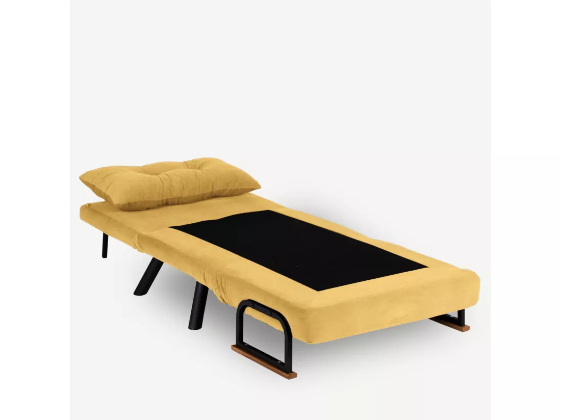 Fauteuil convertible Yolanda Métal Noir et Tissu Jaune