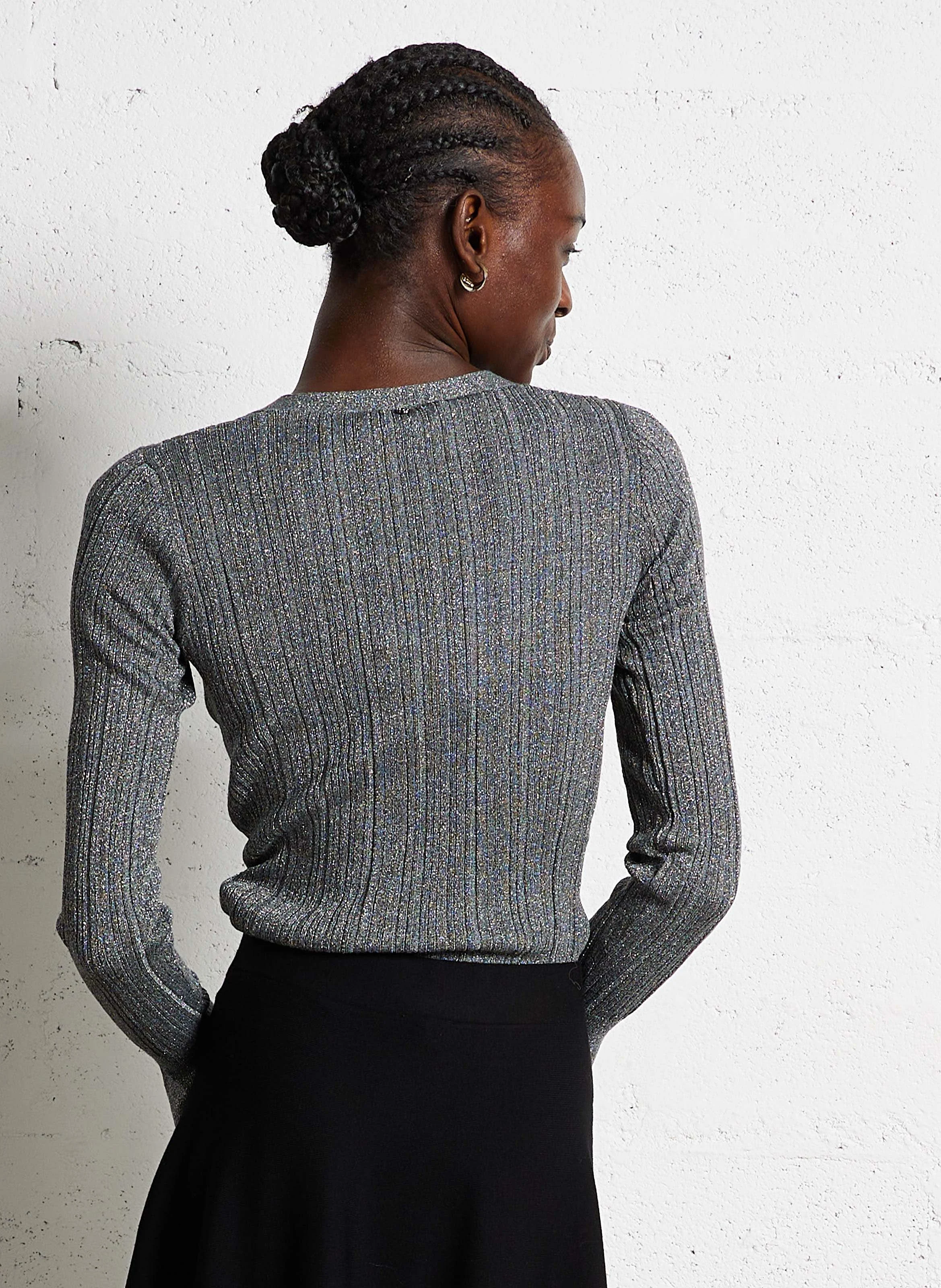 Cardigan col V ajusté en maille | Gris