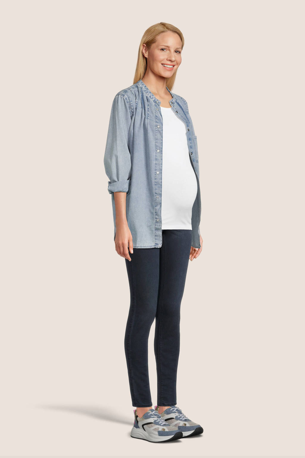 LOVE2WAIT denim zwangerschapsblouse light blue denim
