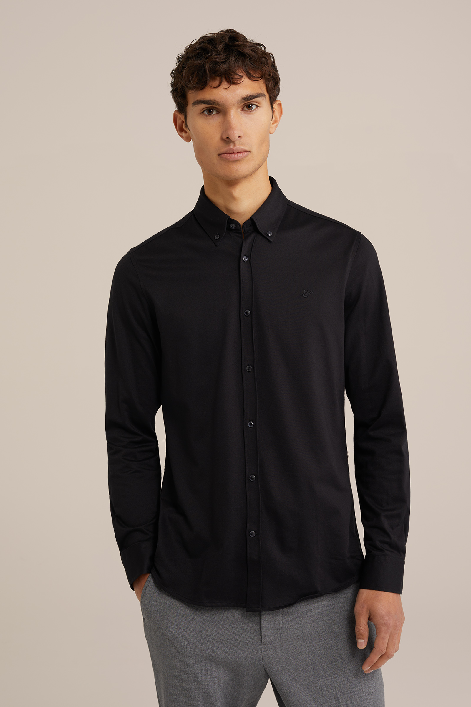 jersey overhemd met stretch WE Fashion Zwart