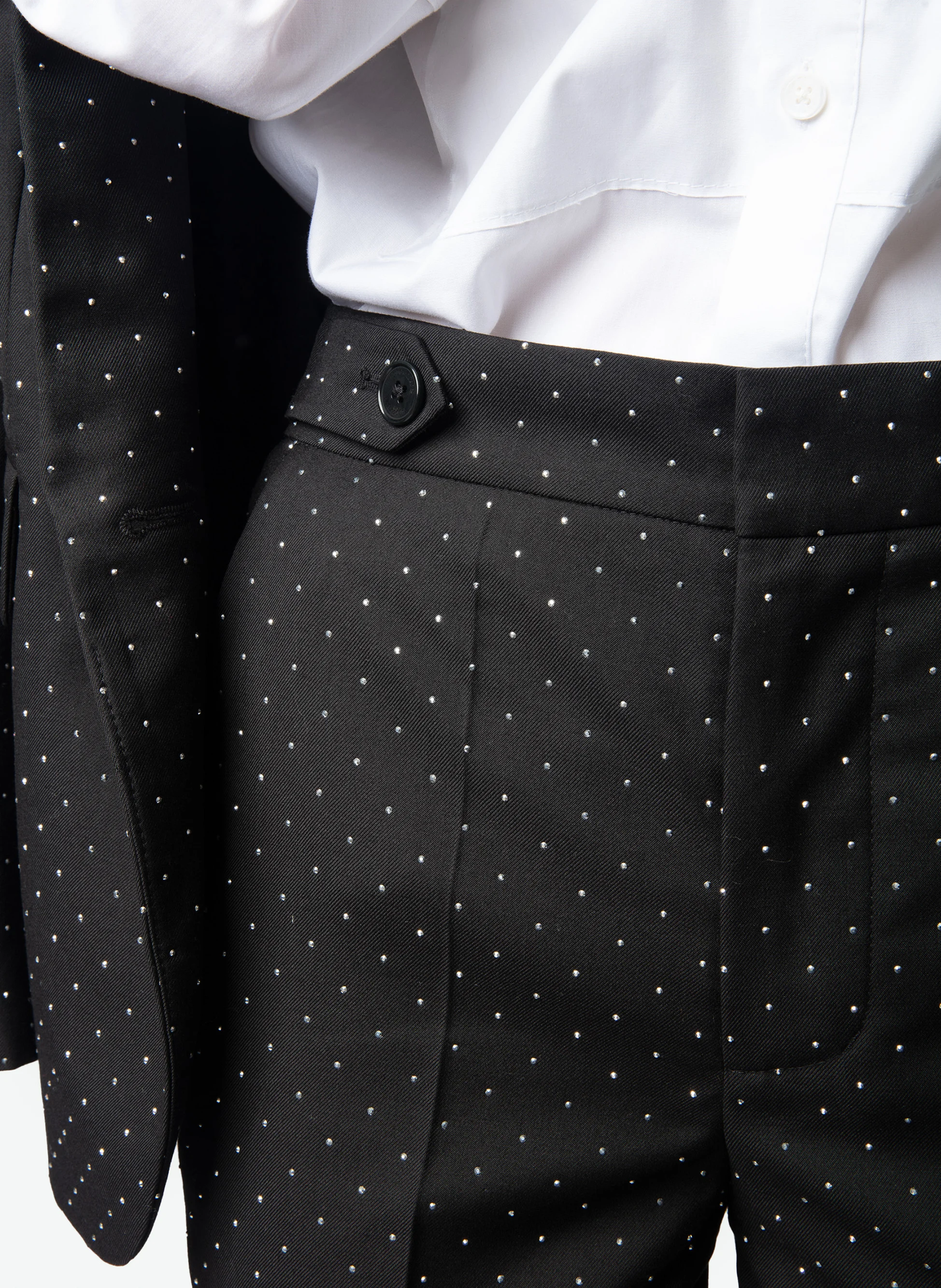 PANNY - Pantalon tailleur droit à strass | Noir