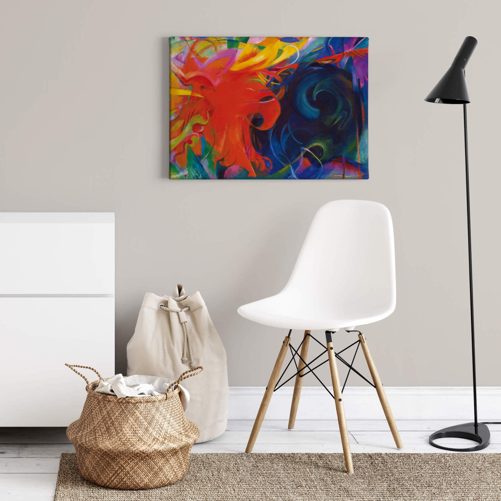 Leinwandbild FARBWIRBEL - blau-orange- 70x50 cm