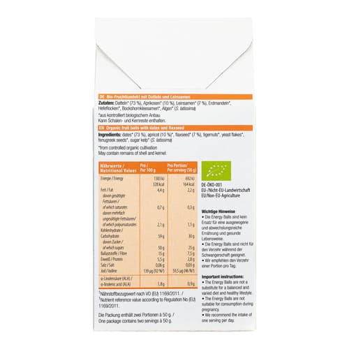 Löwenzahn Organics Bio Energy Balls für Stillende Dattel Aprikose