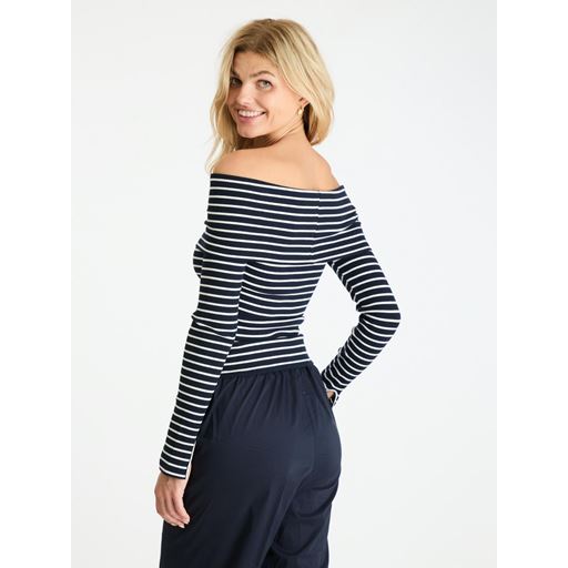 Neo Noir Lessy Stripe Bluse, Dark Navy, 38