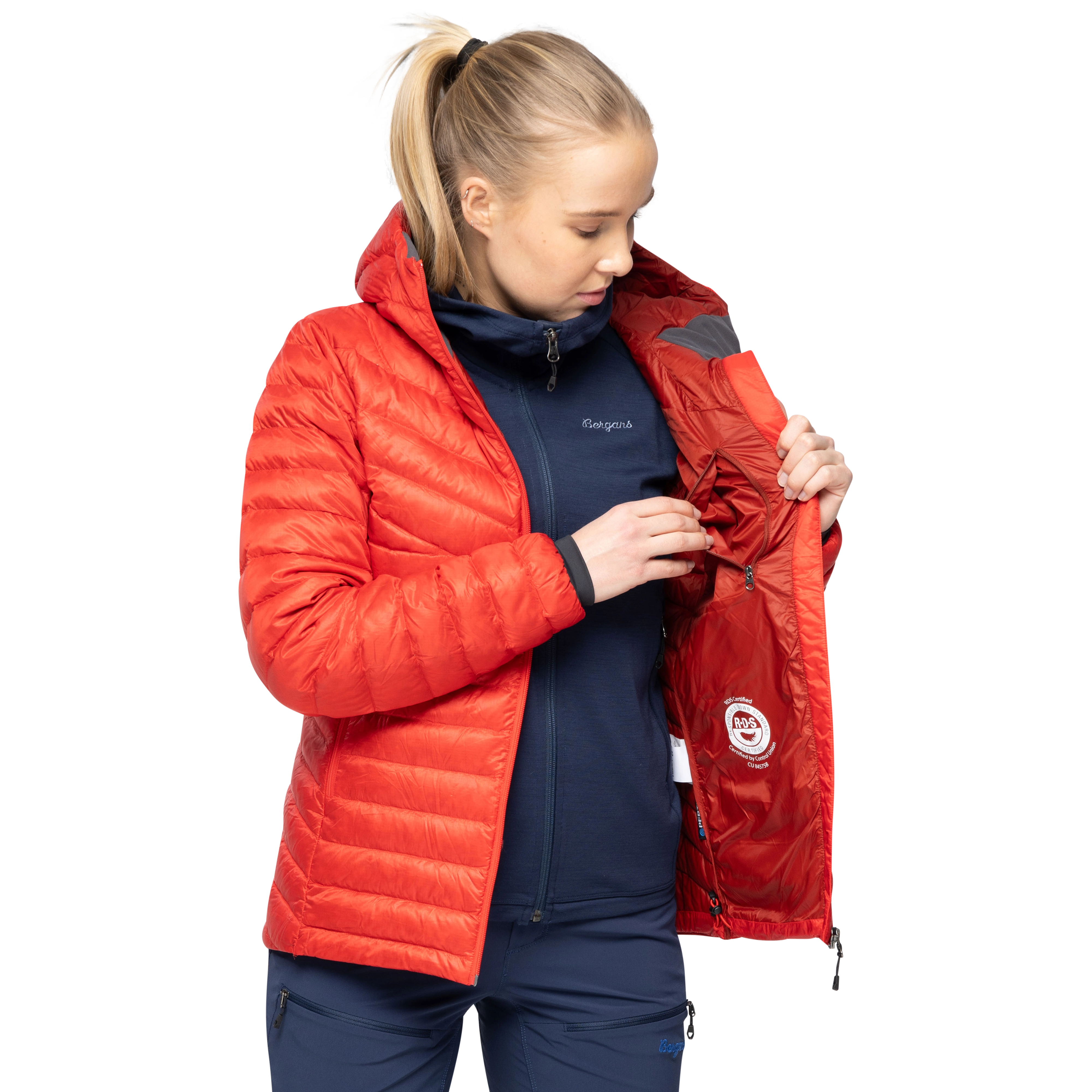 Rabot Light Down Jacket Hood Women FireRed