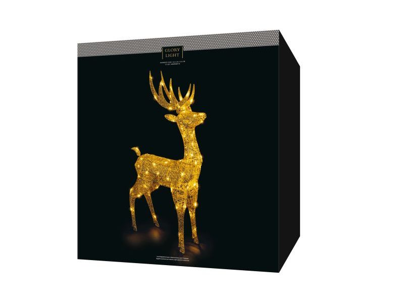 STT LED-Figur Rentier Floki, 64 cm, Gold LED Weihnachtsdekoration