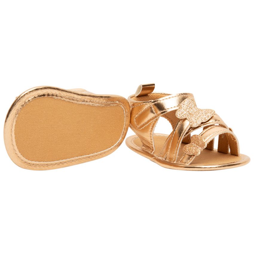 Sandales dorées détails papillons pour bébé fille - Jaune