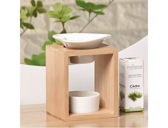 ZEN AROME - Diffuseur d'huiles essentielles Brûle parfum en bambou et céramique naturéa arum