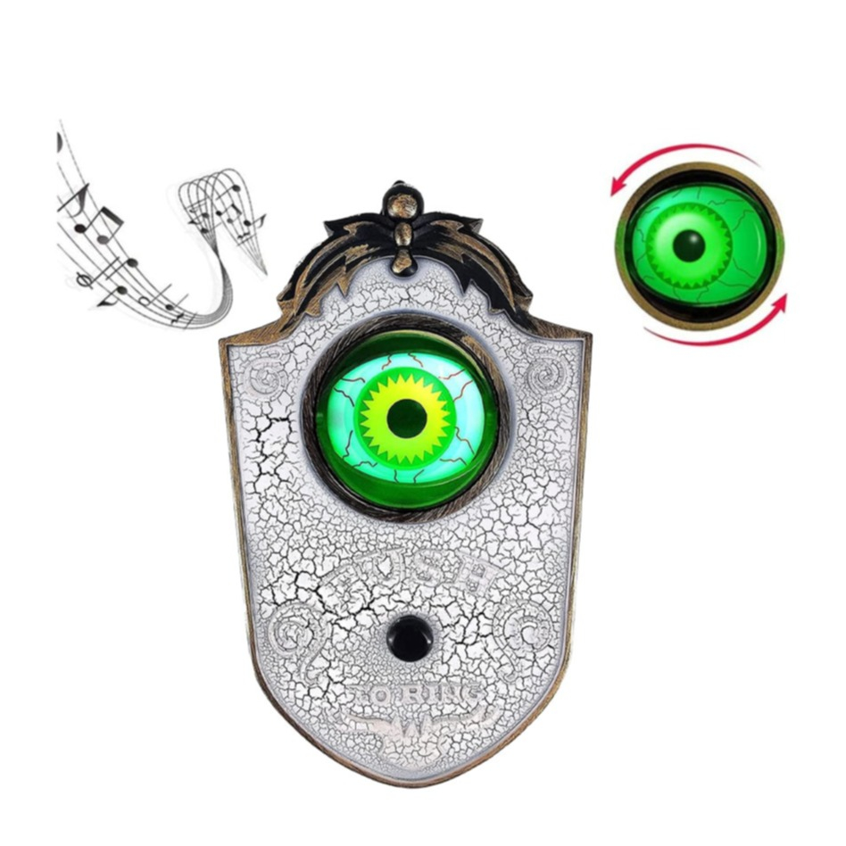 Halloween Dekoration Türklingel Party Accessoire mit Auge (Batteriebetrieben) - Weiss / Schwarz