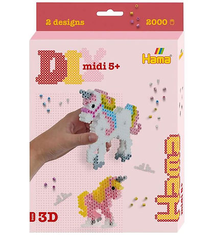 Hama Midi Perlenset - 3D - 2000 st. - Einhörner