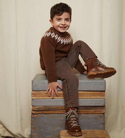 Copenhagen Colors Bluse - Wolle - Strick - Island - Dk Brown/Cre