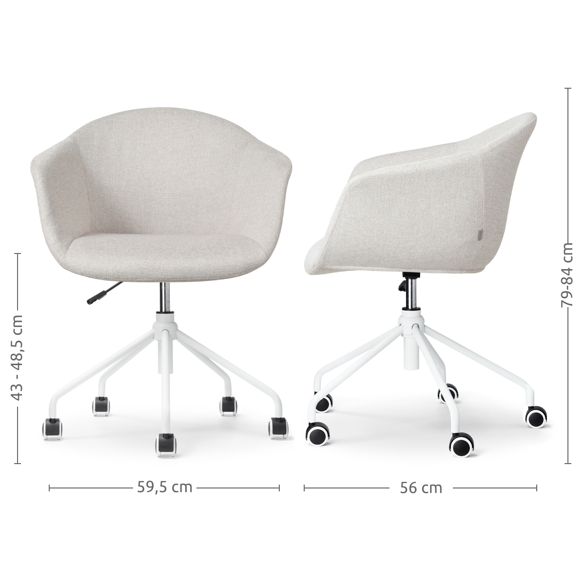 Bureaustoel Nout-Otis beige - wit onderstel