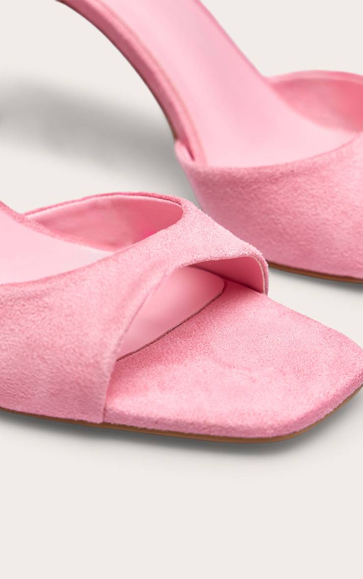 Rose Sandales À Talons Minimalistes À Bout Carré Imprimé Synthétique
