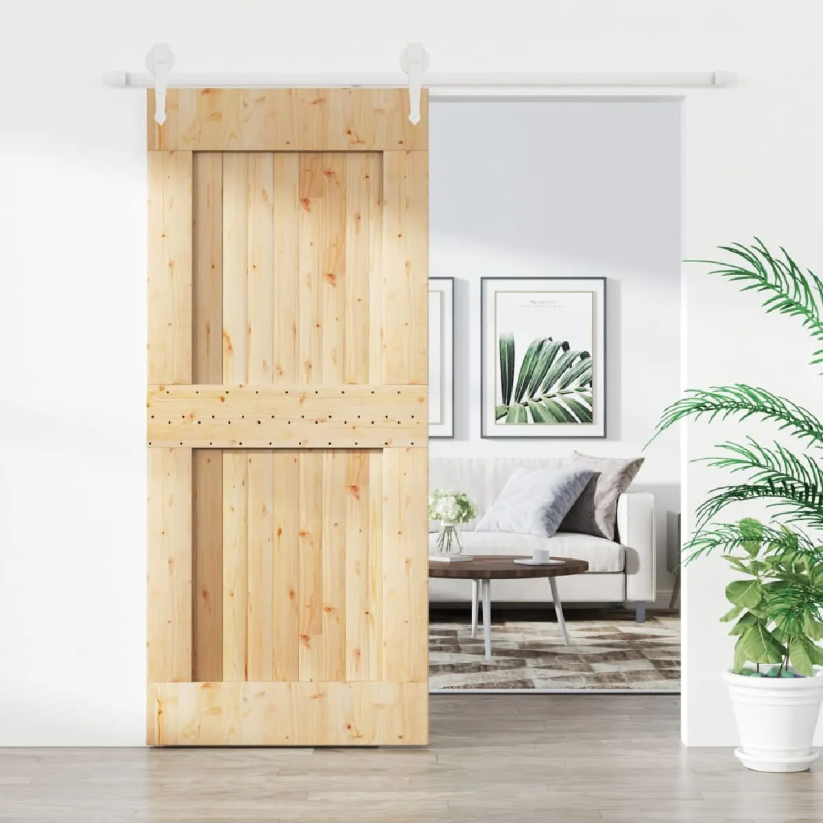 vidaXL Porte coulissante pin massif 90x210 cm avec kit