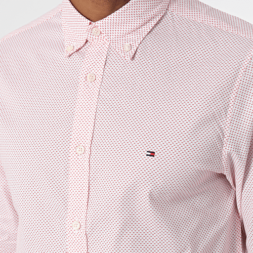 Chemise Manches Longues Slim Flex Mini Print 3762 Rose