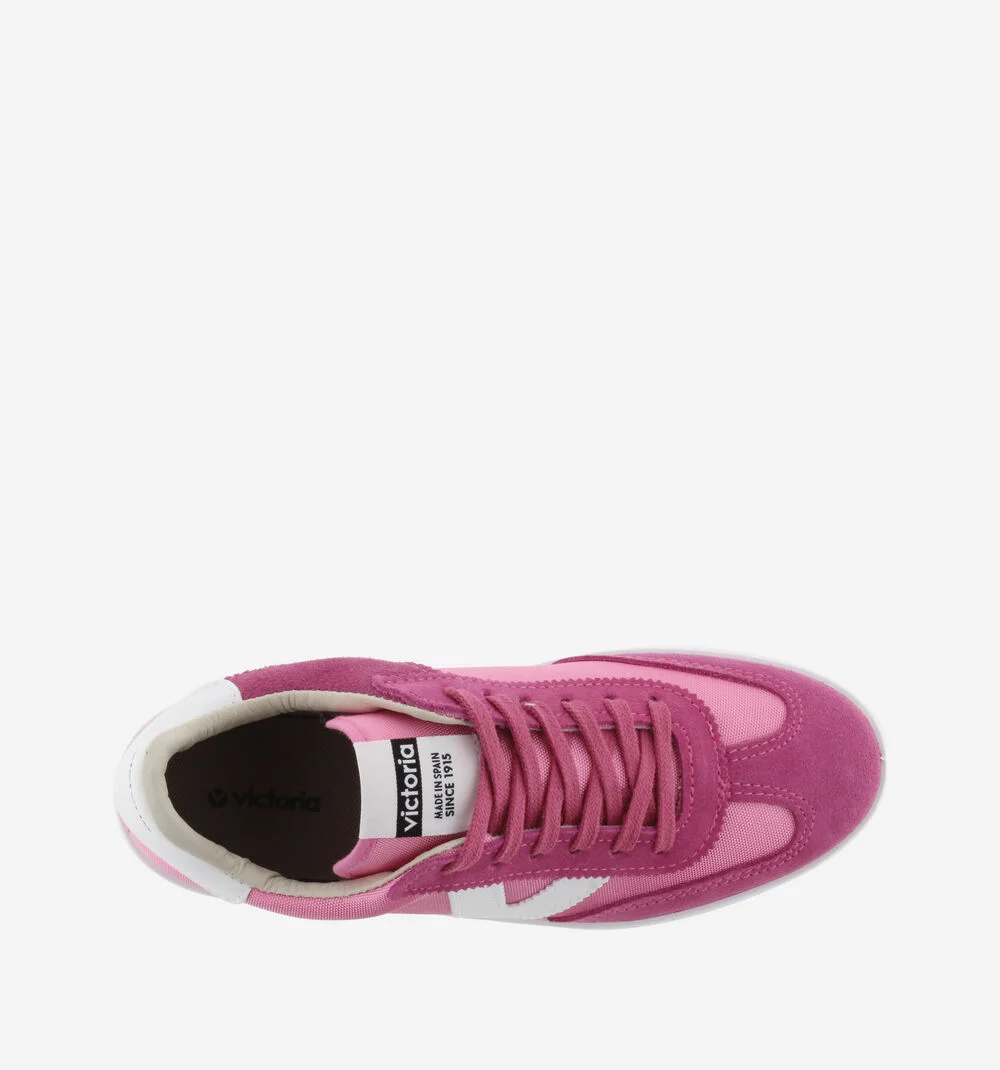 BERLÍN CUIR FENDU & NYLON Baskets monochromes unisexes FUCSIA