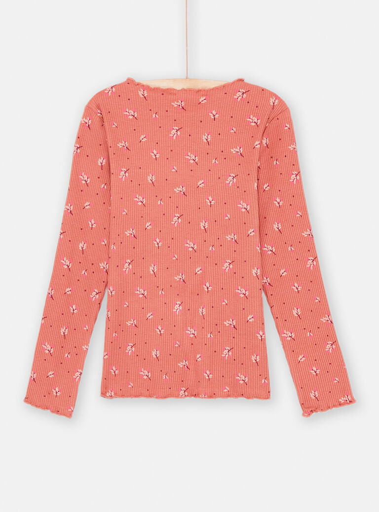 T-shirt terracotta à imprimé fleuri fille