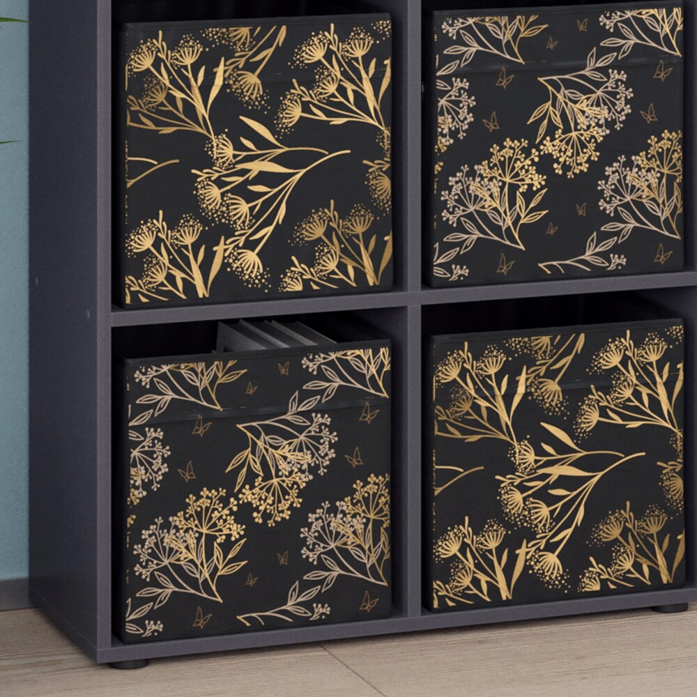 Vicco Raumteiler Würfelregal Standregal Tetra Schwarz Faltbox Wohnzimmer Regal 73x72 cm modern Ablage 4 Fächer Dekoregal Ordnerregal Aufbewahrung