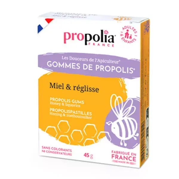 Propolia Delícias do Apicultor Gomas de Própolis Mel e Alcaçuz 45 unidades