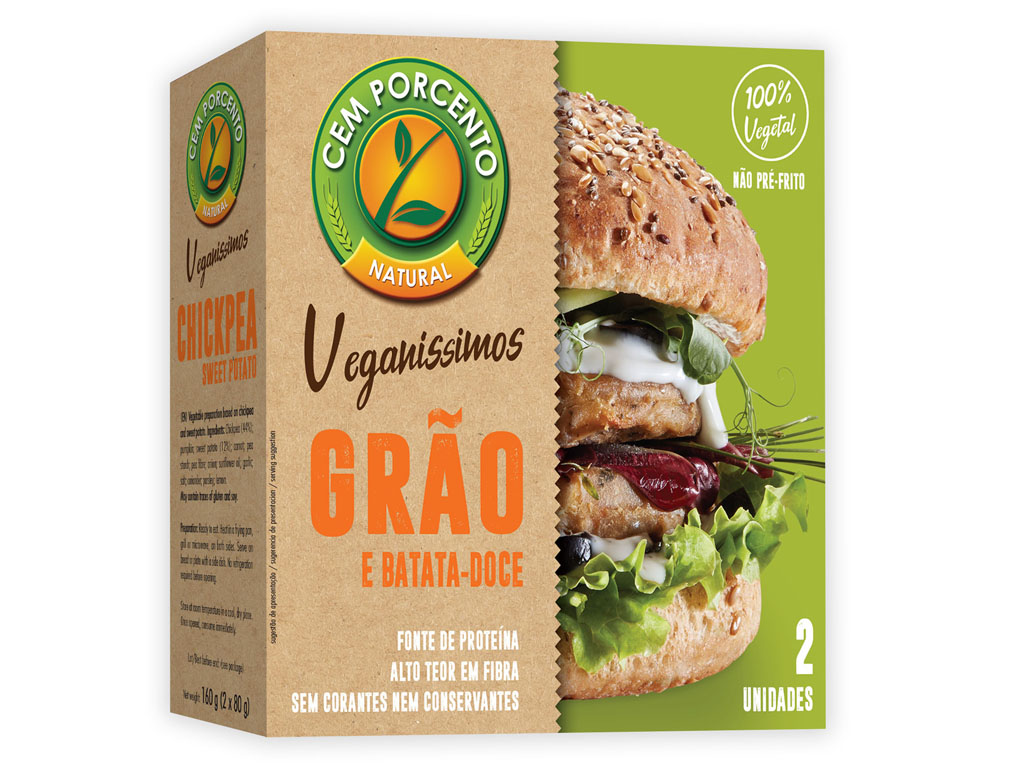 HAMBURGUER CEM PORCENTO VEGANÍSSIMO GRÃO BATATA DOCE 160G