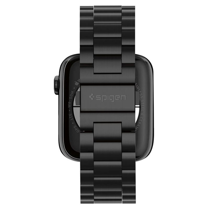 Modern Fit Apple Watch (49/46/45/44/42 mm) Edelstahl Gliederarmband mit Butterfly-Verschluss (062MP25403) - Schwarz