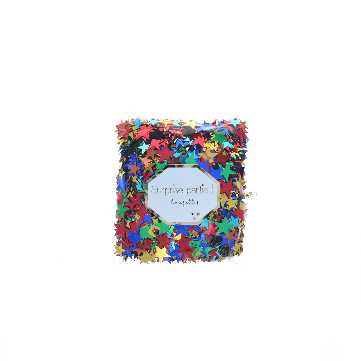 Confettis métallisés étoiles multicolores Surprise Partie !