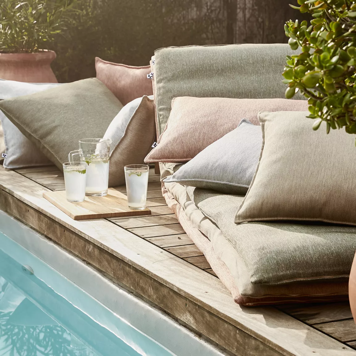 Housse de coussin pour bain de soleil (190 x 70 cm) Naia Beige sable