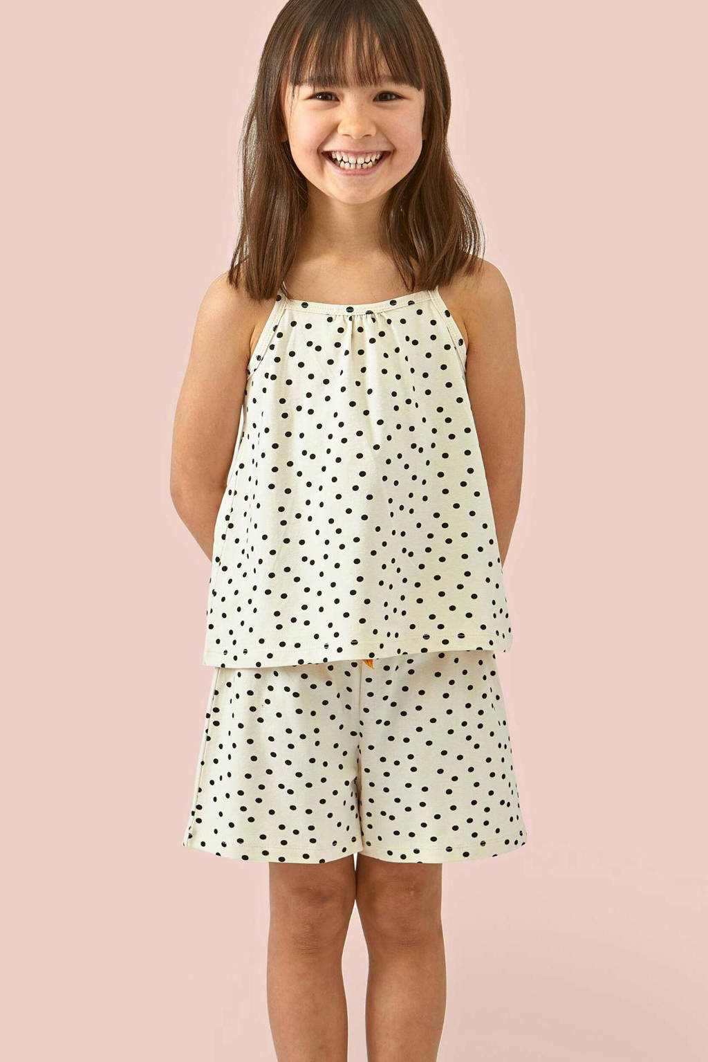 Little Label shortama met stippen van katoen ecru/zwart