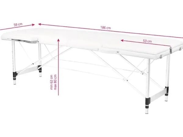 Activeshop sammenklappelig massagebriks 3-delt, aluminium, model Comfort Activ FIZJO, hvid