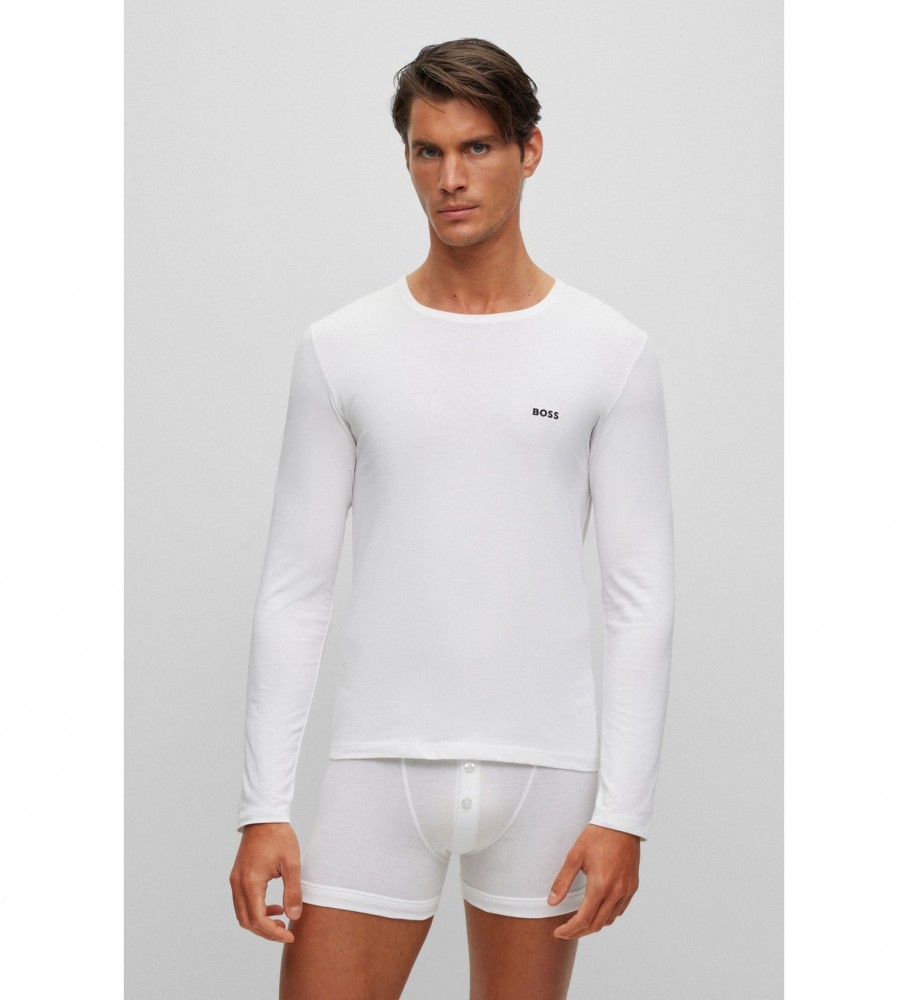 Pacote com 3 camisetas com logo da BOSS - preta, branca e azul marinho.