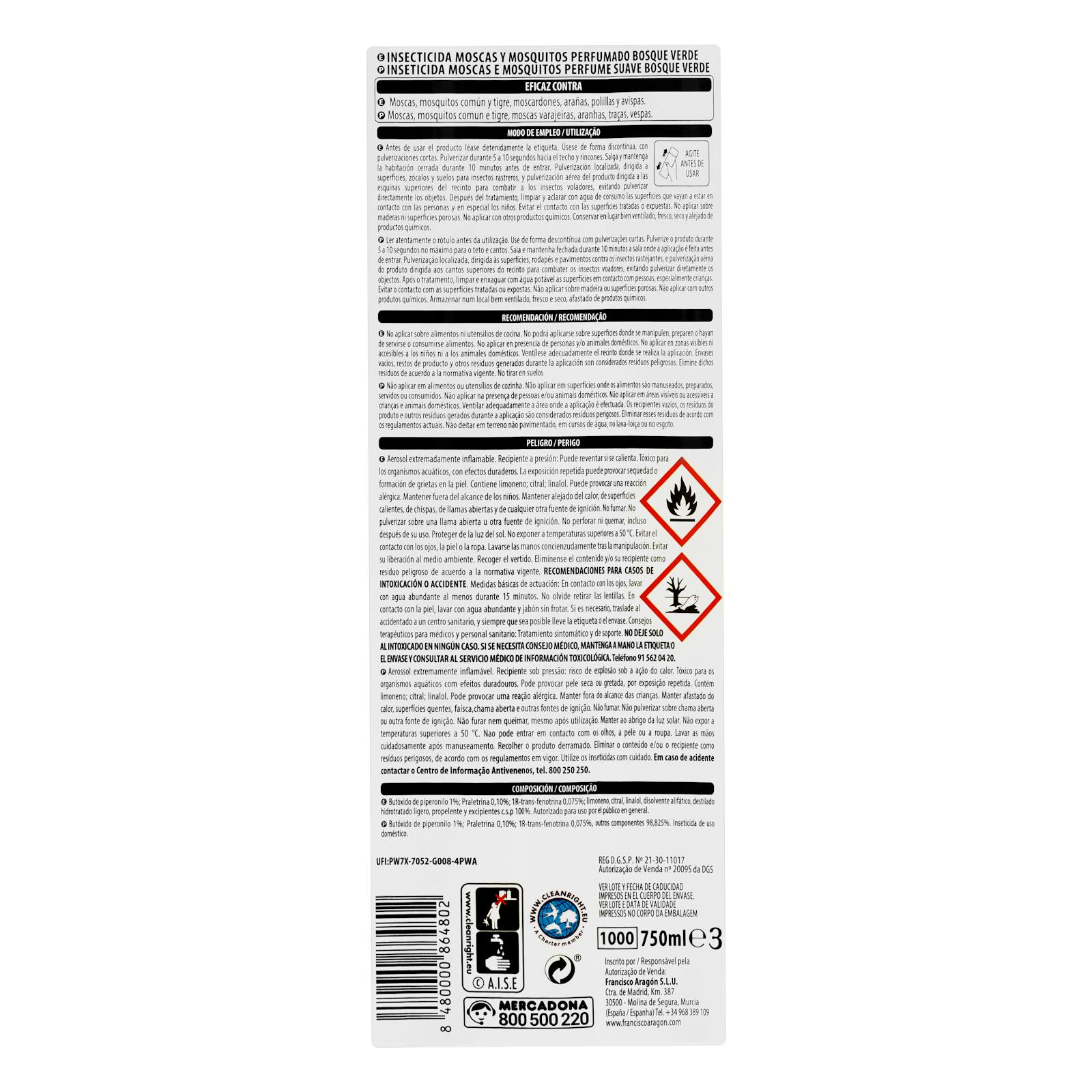 Insecticide parfumé Green Forest contre les mouches et les moustiques