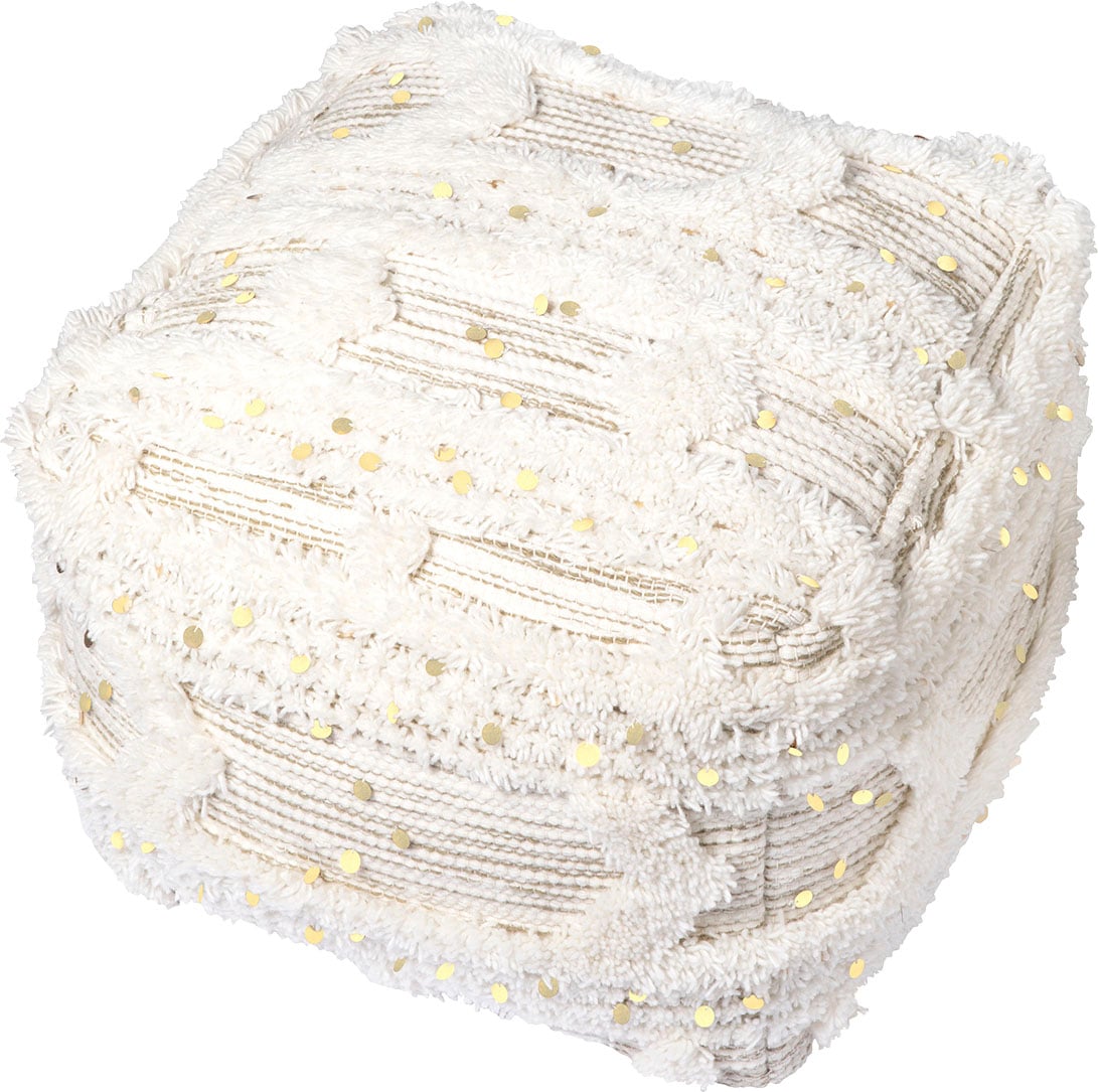 Kayoom Pouf »Bohist 425 50cm x 50cm,   Strukturen mit Fransen und Quasten« 1 Stk. tlg. handgefertigt, Unikat, sehr gut kombinierbar, vielfältig im Einsatz