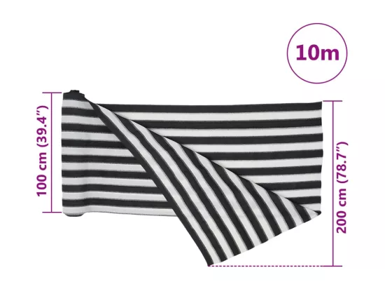 Filet brise-vue anthracite et blanc 2x10 m PEHD 150 g/m²