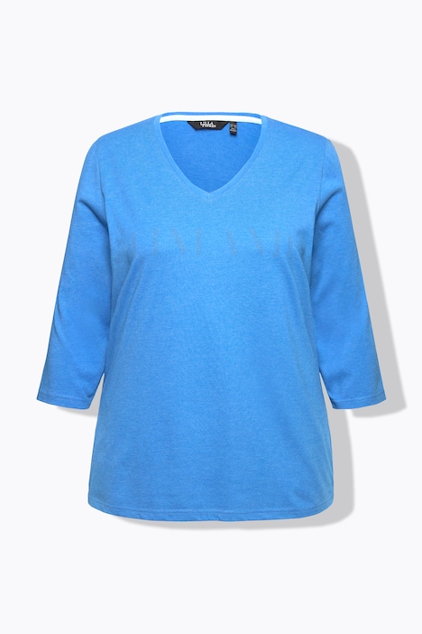 Shirt, Schriftmotiv, Classic, V-Ausschnitt, 3/4-Arm