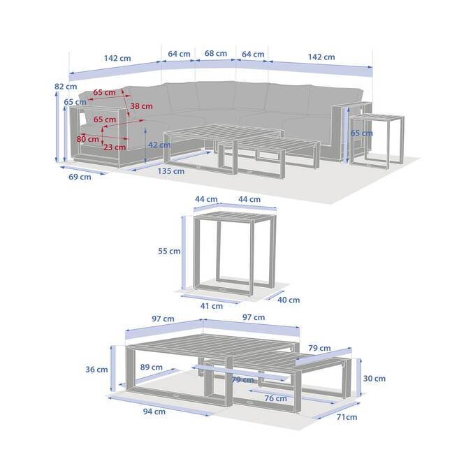 Salon d'angle de jardin ALLURE Graphite