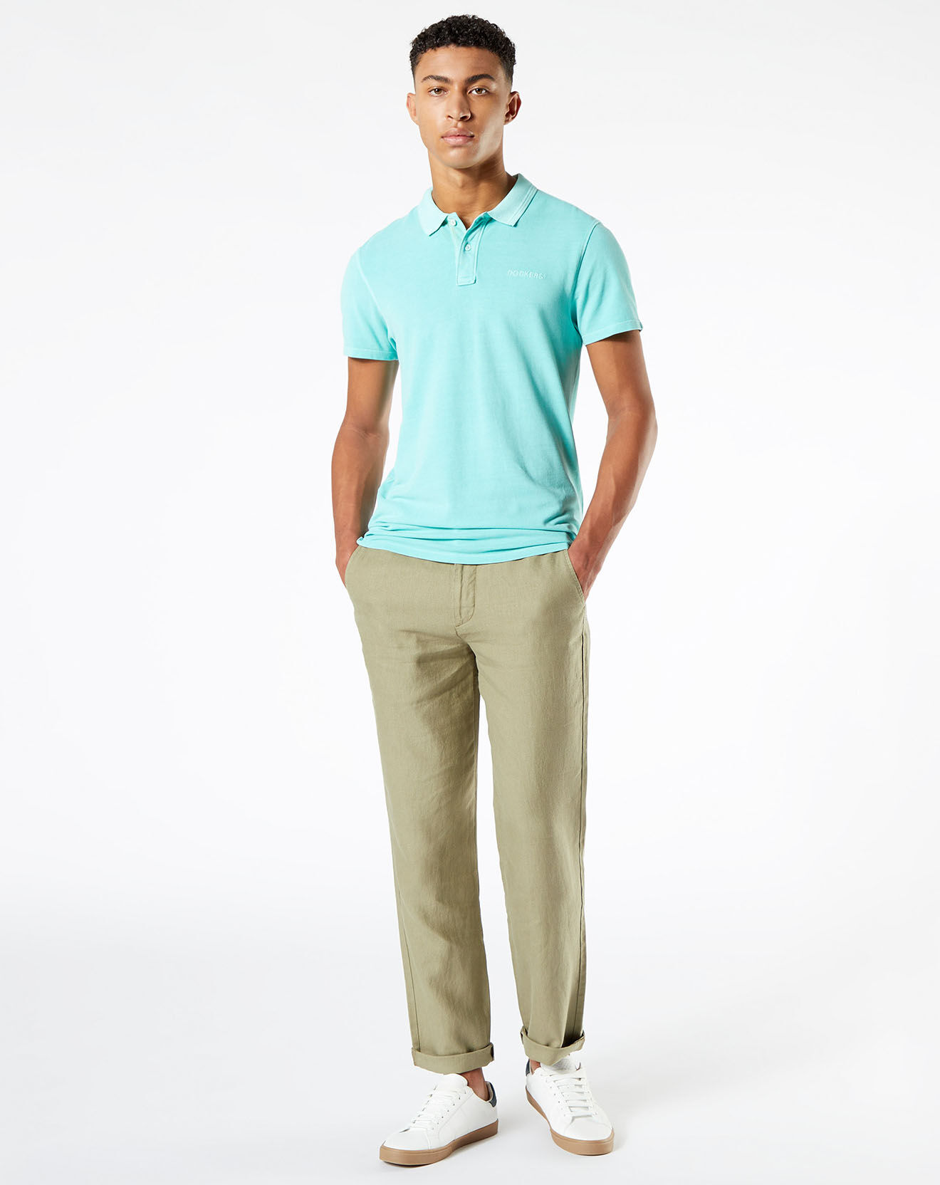 Dockers Pantalon 100% Lin Chino Regular Fit kaki clair