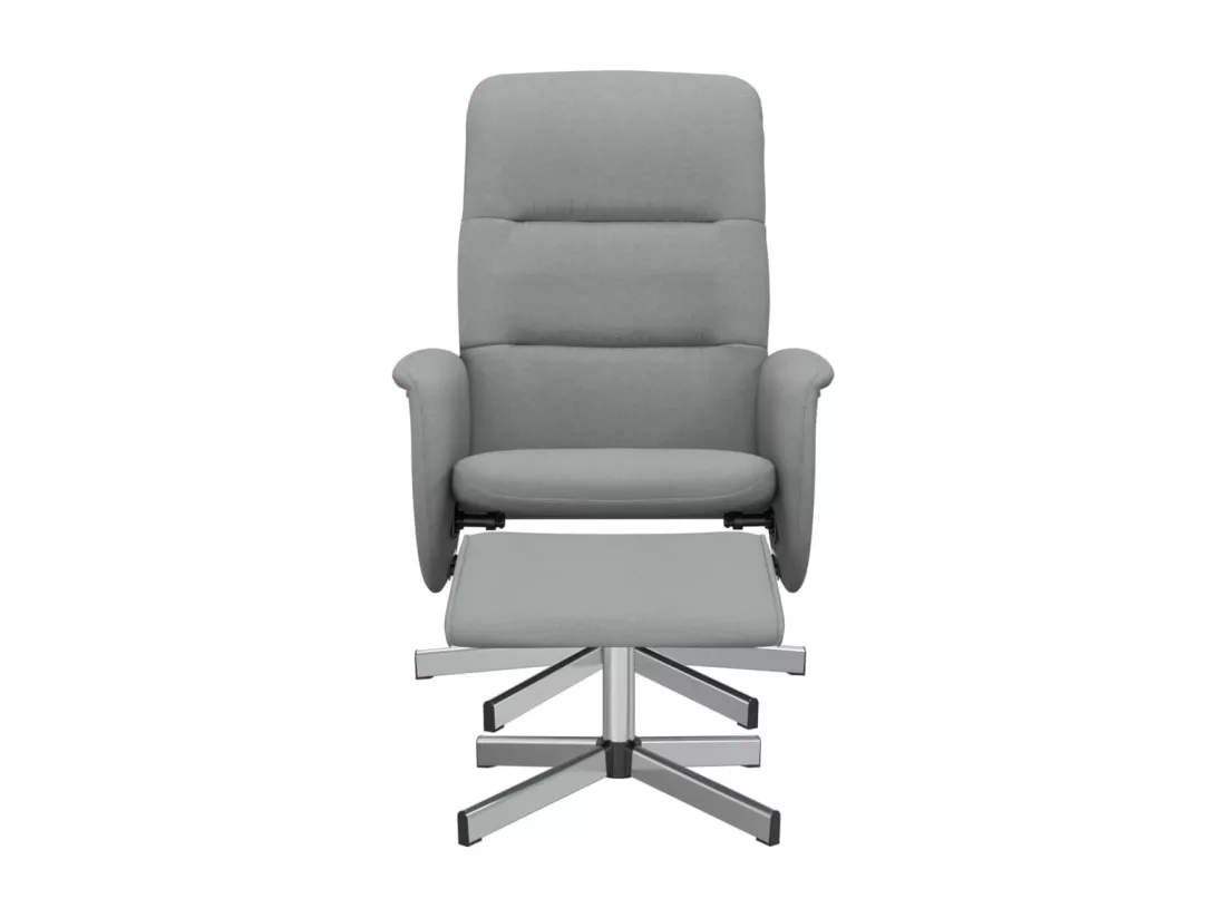 Fauteuil inclinable avec repose-pied gris clair tissu