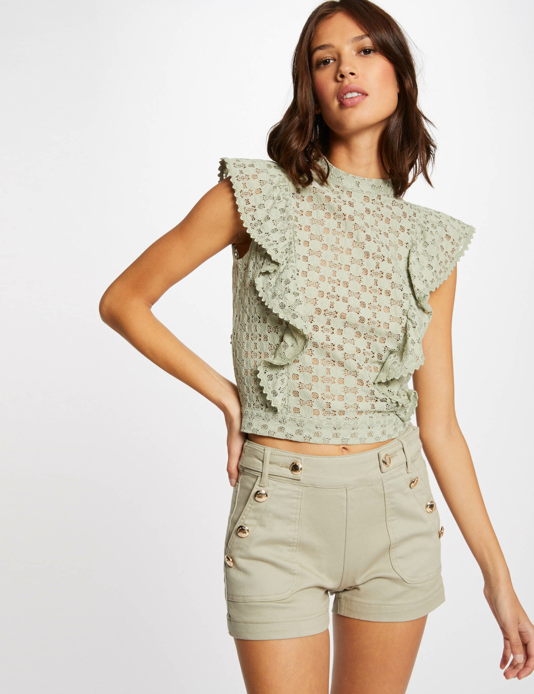 Short ajusté à pont vert clair femme - vert_clair