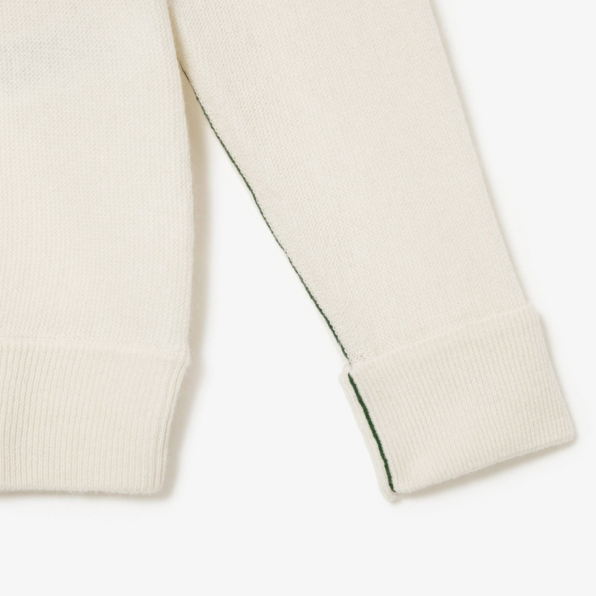 Pull femme Lacoste col en V uni en laine Pullovers - Blanc - Lacoste - Femme