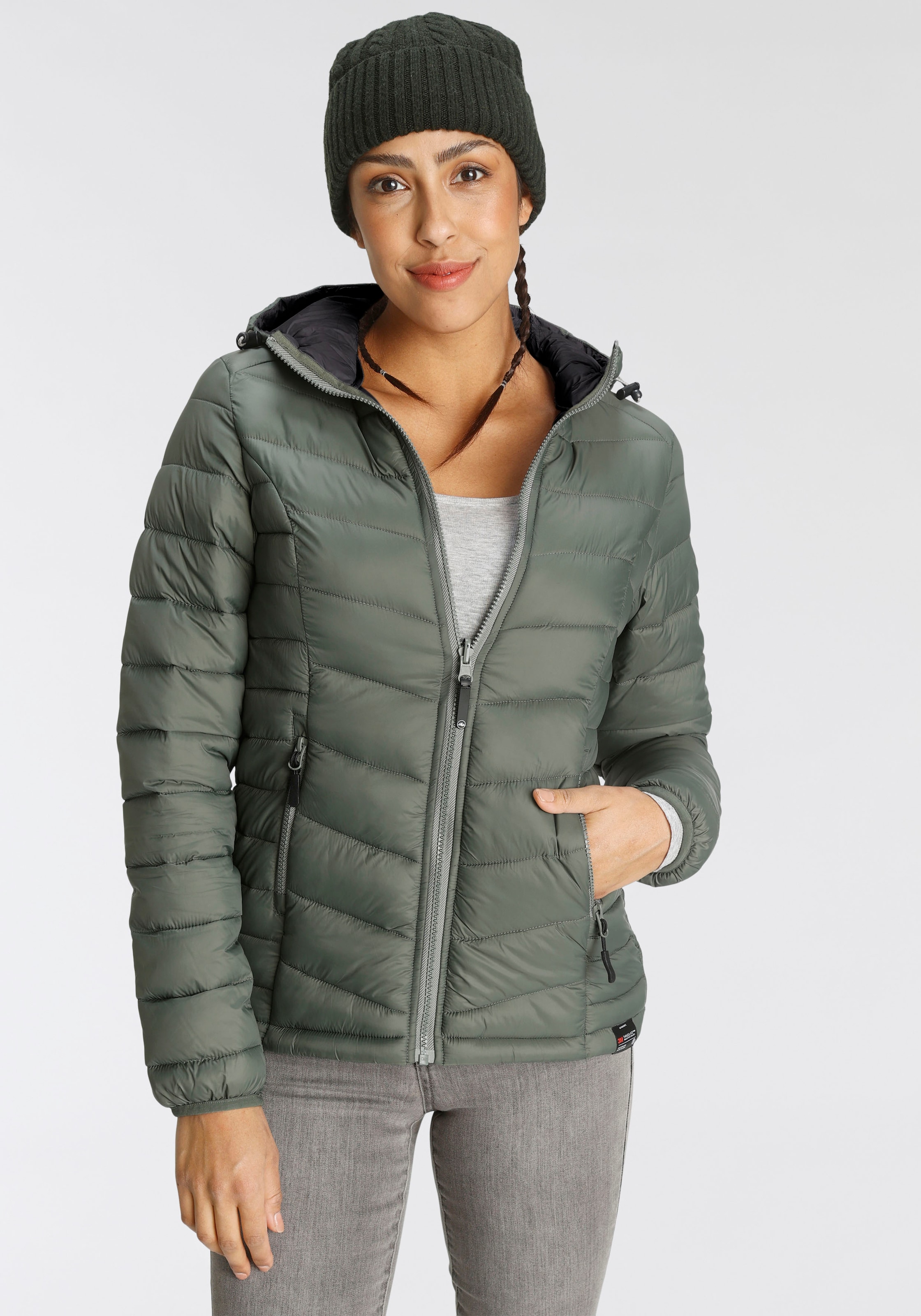Polarino Steppjacke mit Kapuze Übergangsjacke für kühle Tage,  aus leichtem Webmaterial