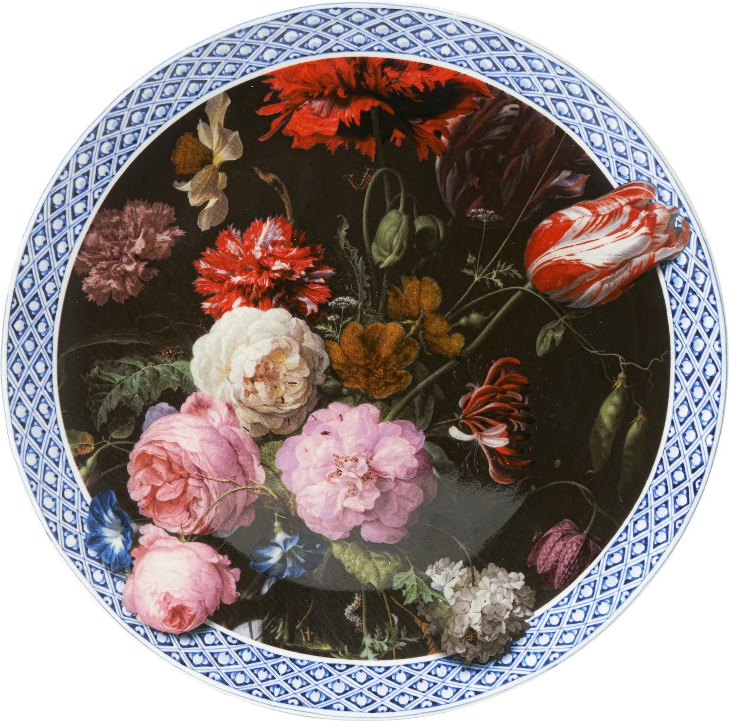 Heinen Delfts Blauw wandbord Bloem blauw D 31 H 3 cm