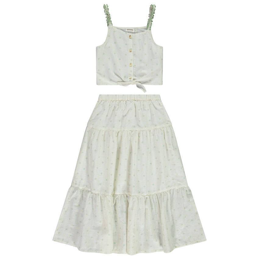 Ensemble 2 pièces assorties top + jupe longue pour fille