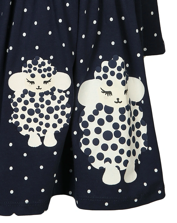 Jersey-Kleid SWEET LAMB gepunktet in navy