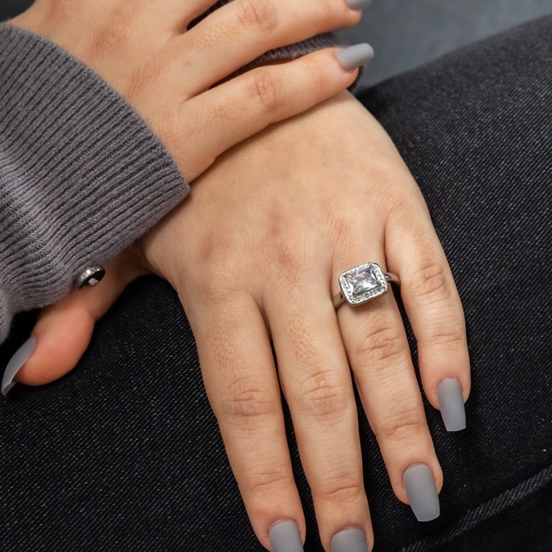 Bague pour Femme Acier Ornée Zirconium