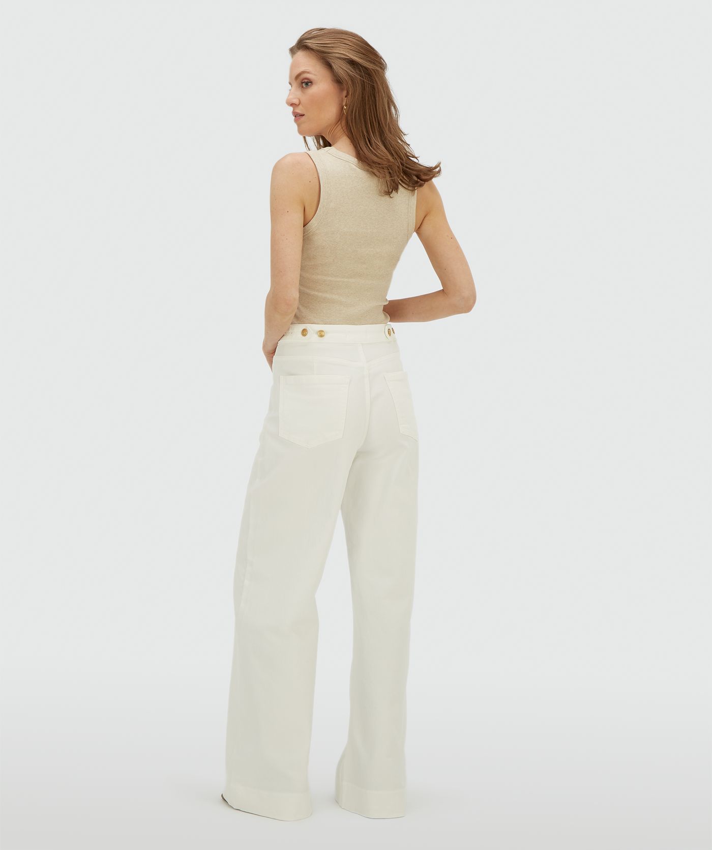 JV-RUMO high waisted wide leg jeans - light ecru