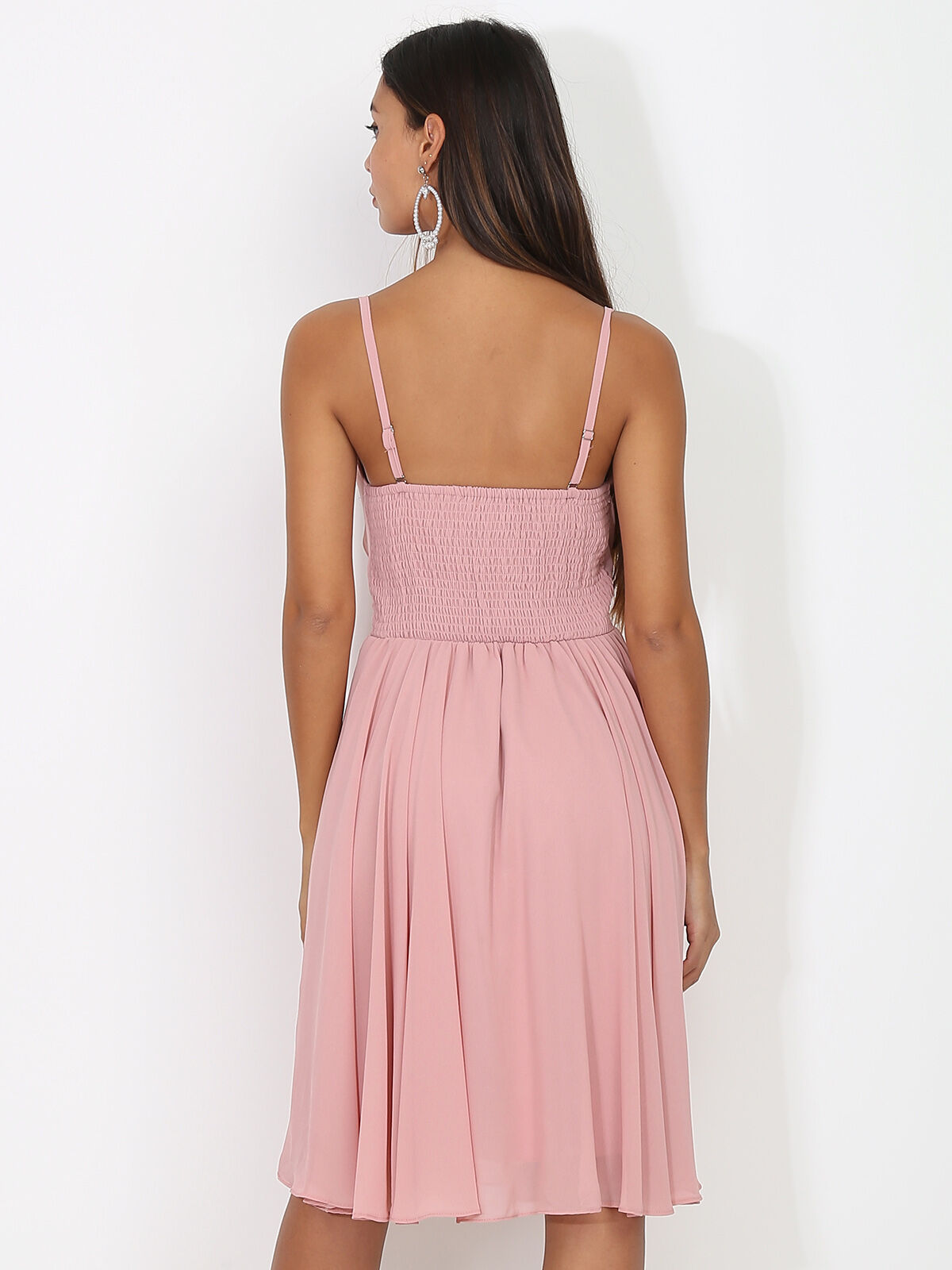 Robe patineuse drapée- Vieux rose