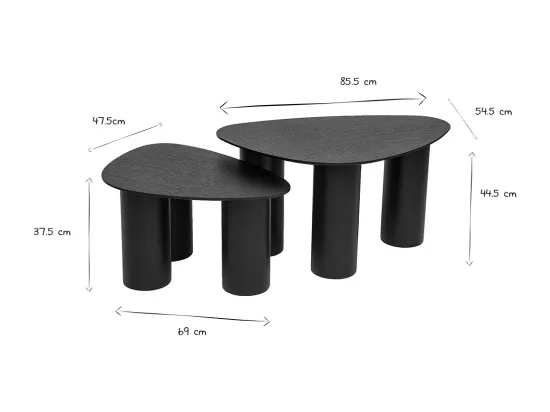 Tables basses gigognes design en bois noir (lot de 2) FOLEEN