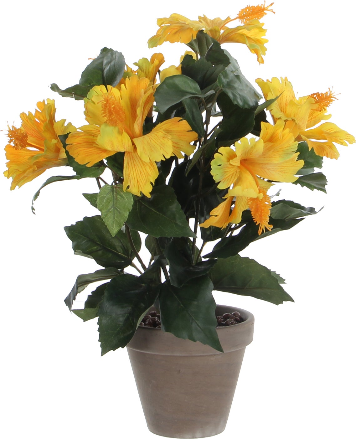 Mica Decorations kunstplant Hibiscus geel D 30 H 40 cm